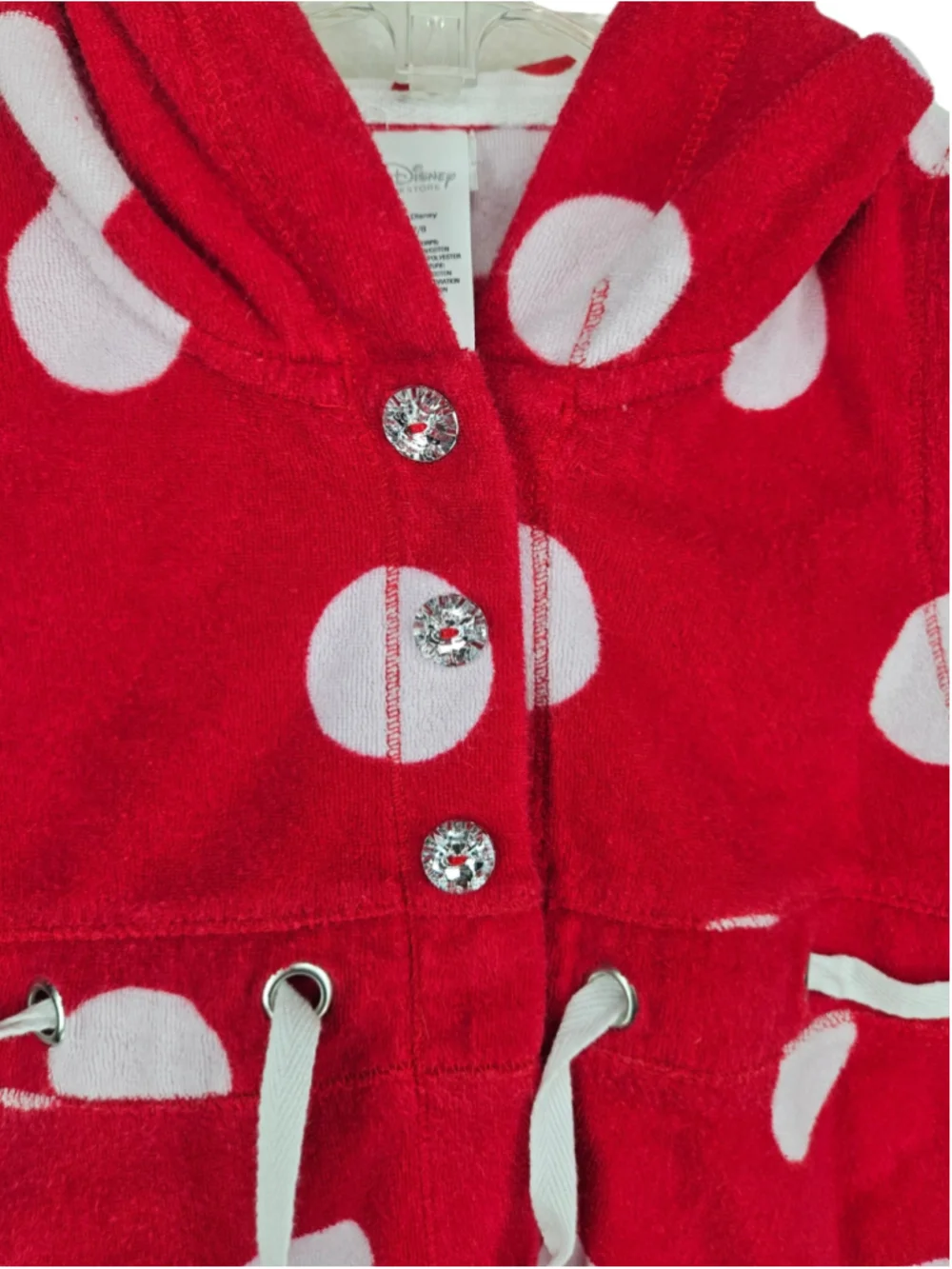 Disney Store Minnie Mouse Polka Dot Hooded Beach Cover Up Dress Girls 7/8